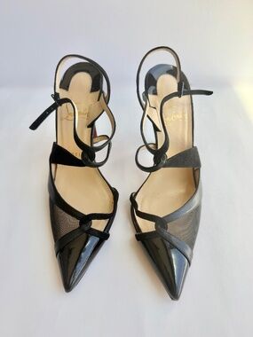 Christian Louboutin Mesh Patent Leather Heels Size 6 Black